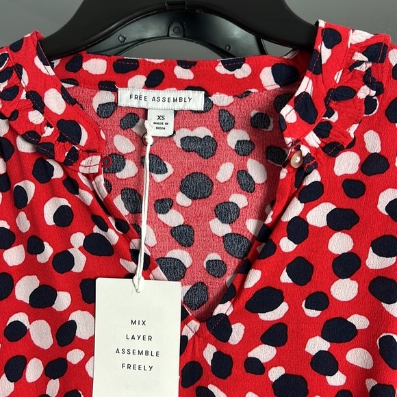 Free Assembly Red Dot Tiered Belted Mini Dress Size XS NWT - Picture 11 of 11